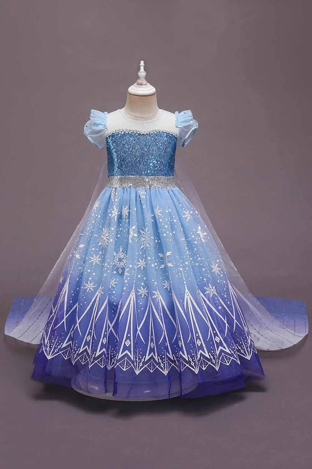 Abiti da bambina con paillettes blu con maniche a sbuffo