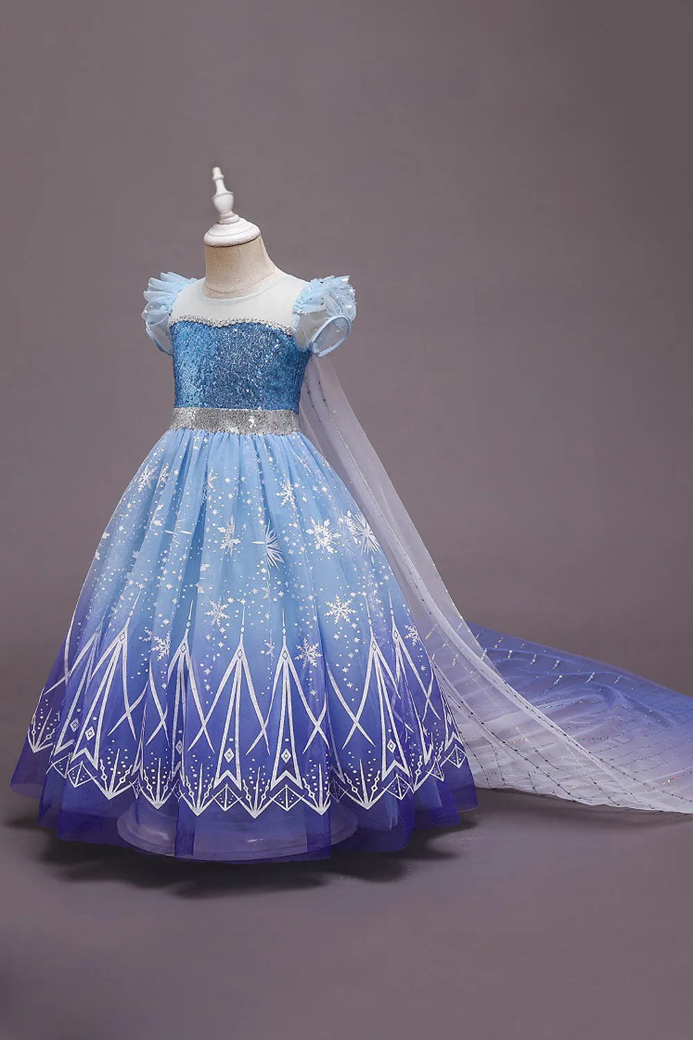 Abiti da bambina con paillettes blu con maniche a sbuffo