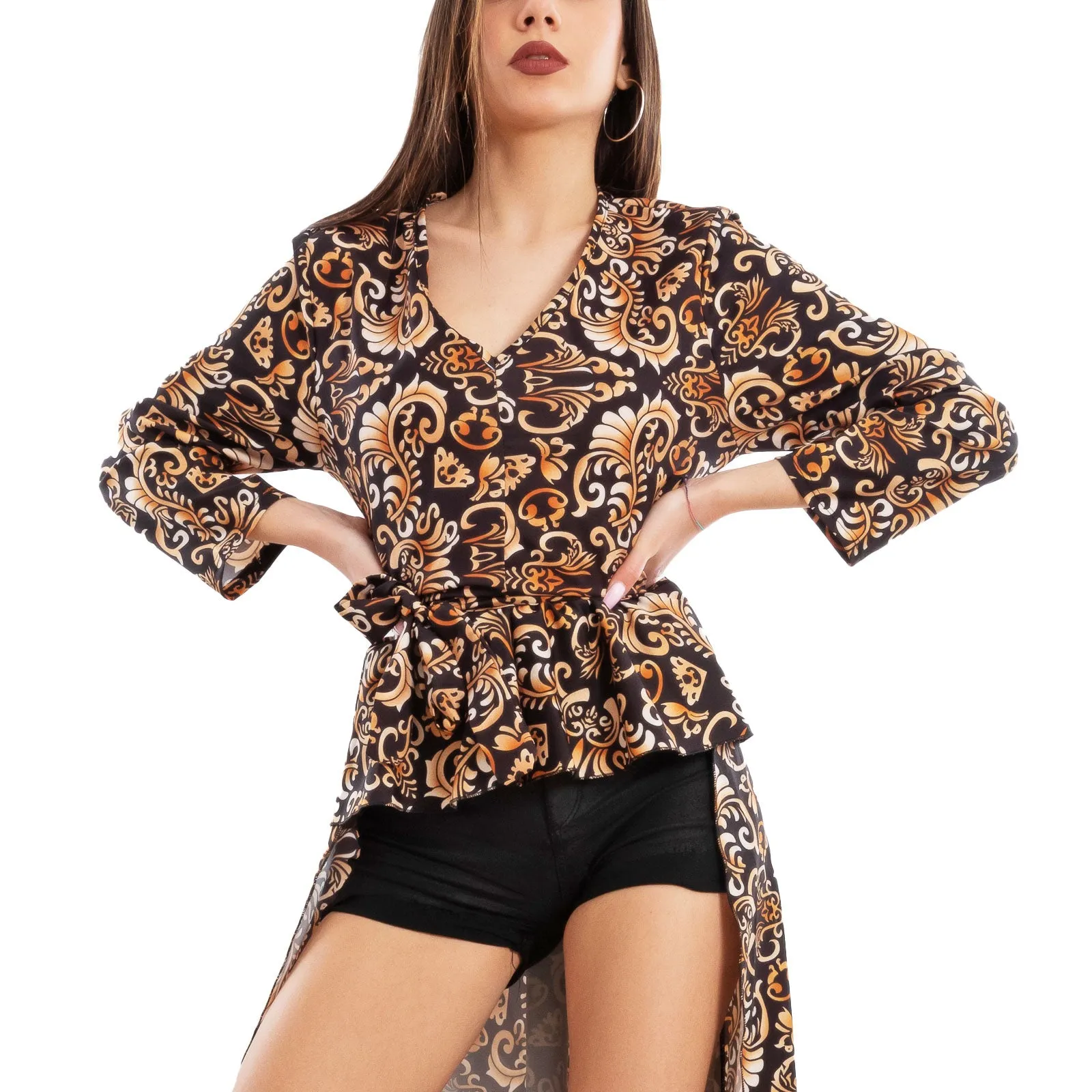 Blusa Donna Asimmetrica Fantasia Barocca Ms-22663