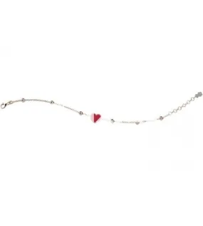 Bracciale Bambino Bambina Gioielli Nanan Bijou Cuore smaltato rosso argento rosato nan0237