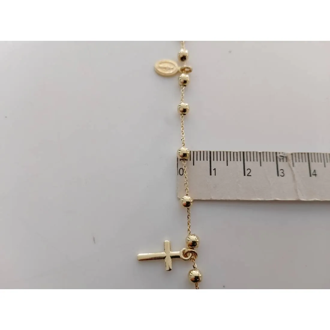 BRACCIALE ROSARIO In ORO GIALLO 18 Kt 750% SFERE Lucide Madonna Miracolosa Croce
