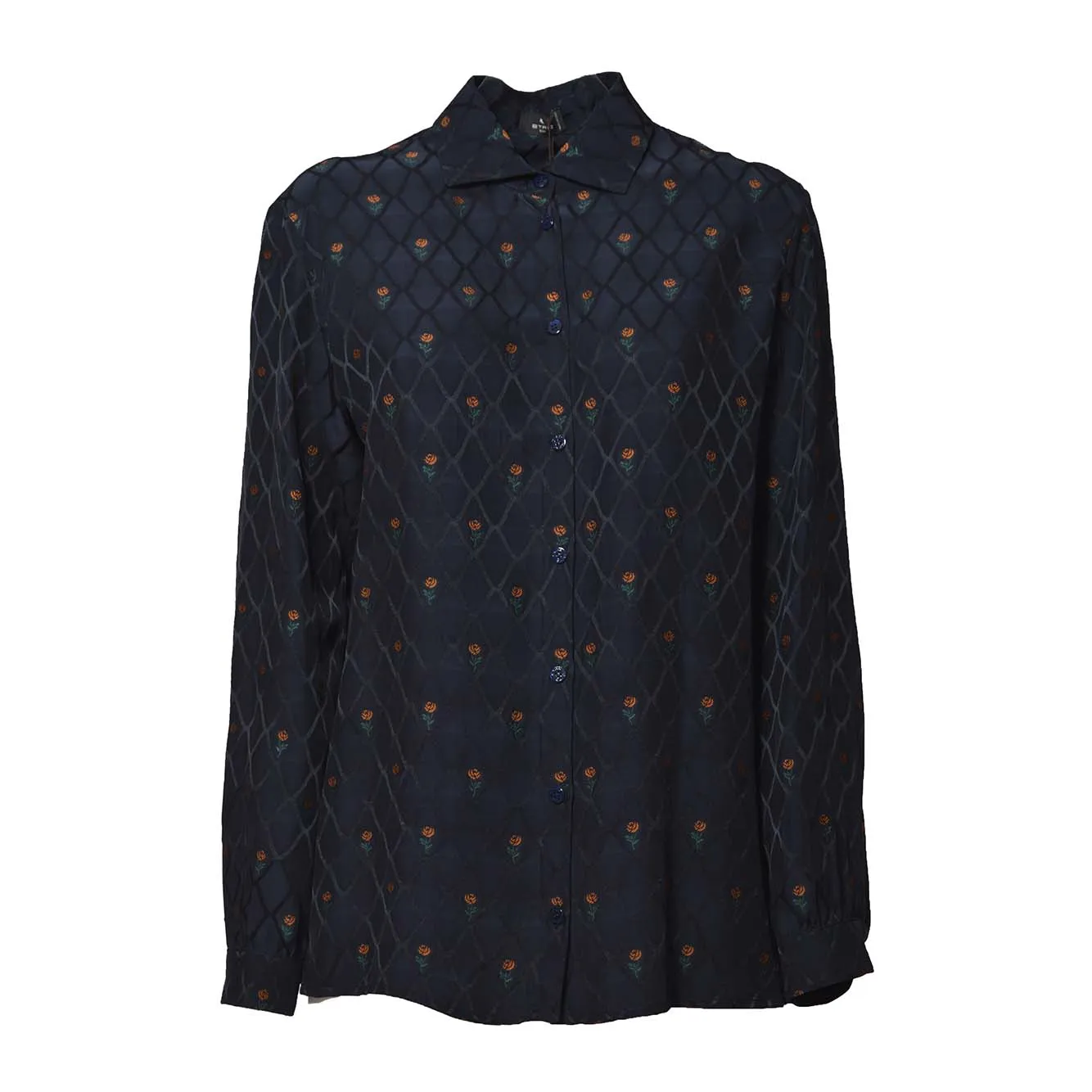 Camicia in seta jacquard blu Etro