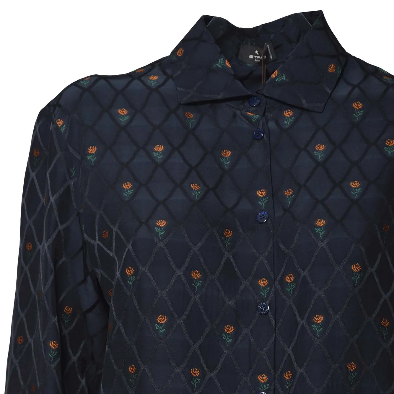 Camicia in seta jacquard blu Etro