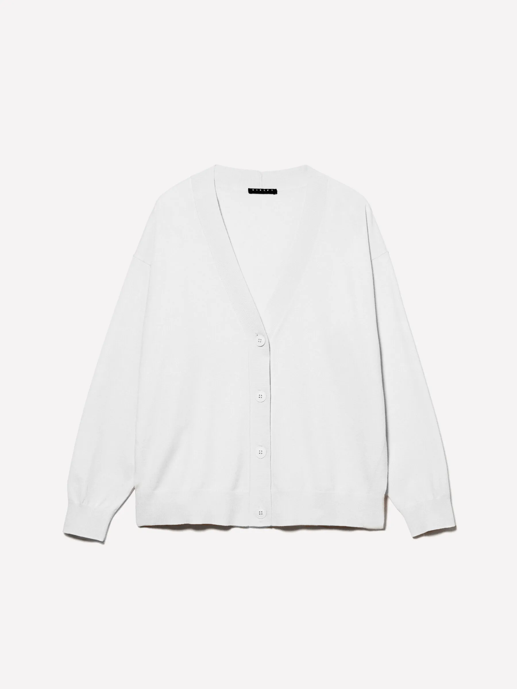 Cardigan bianco panna con scollo a V