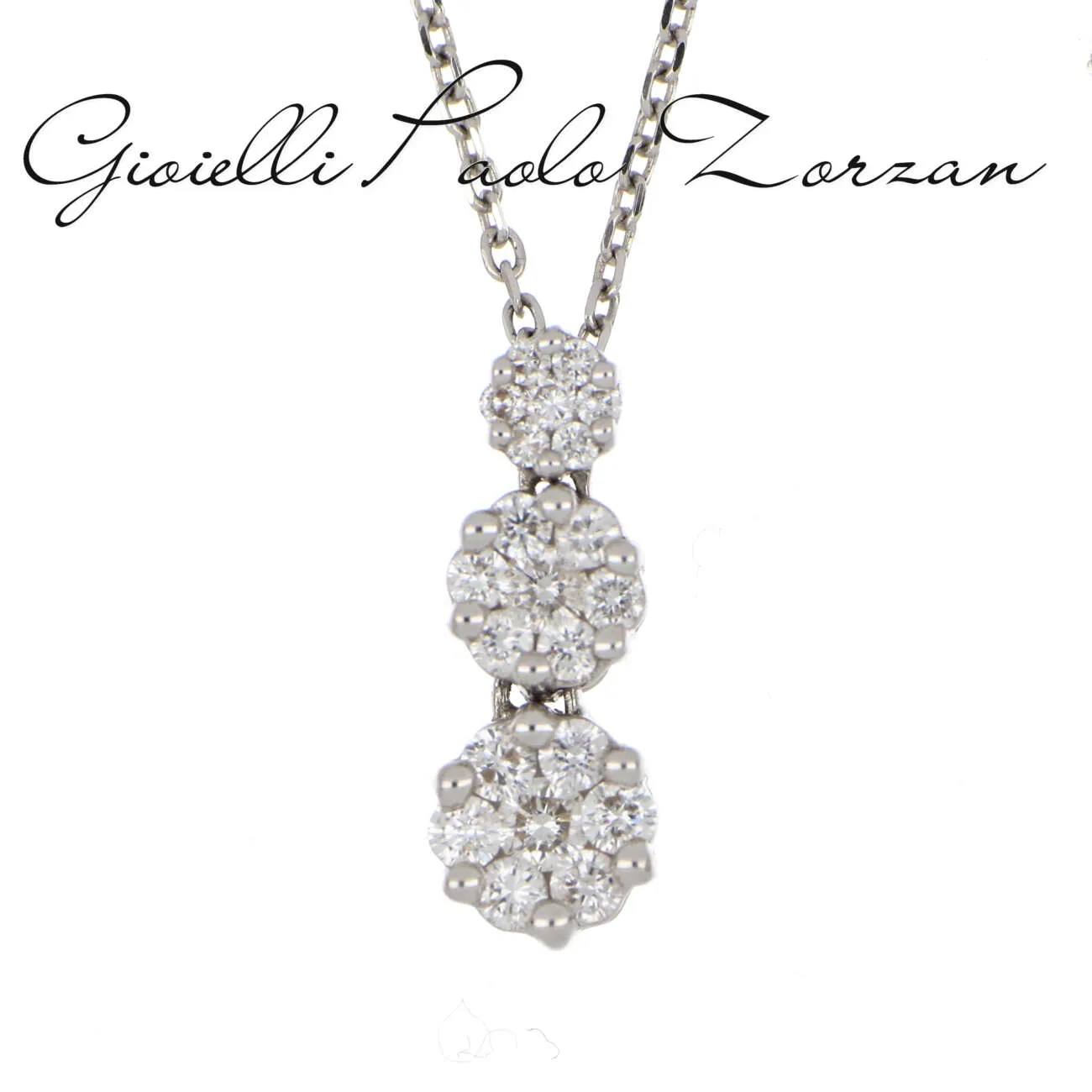 Catenina con Pendente Donna Oro in Oro Bianco e Diamanti Ref. DFTF2887
