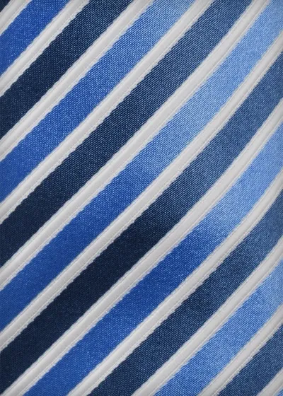 Cravatta con decoro a righe nobili blu ghiaccio bianco