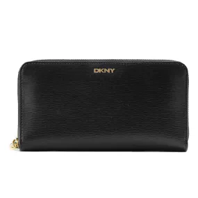 DKNY Portafoglio Donna In Pelle Nero Con Tasca Posteriore Aperta