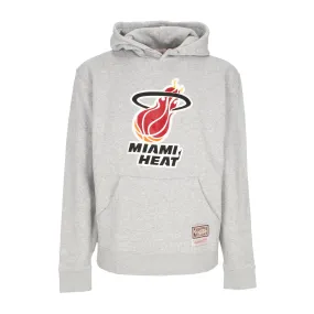 Felpa Cappuccio Uomo Nba Team Logo Hoodie Miahea Grey Marl