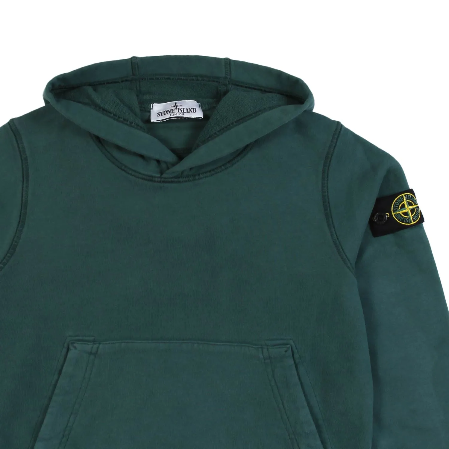 Felpa Hoodie Verde Con Patch Compass Stone Island