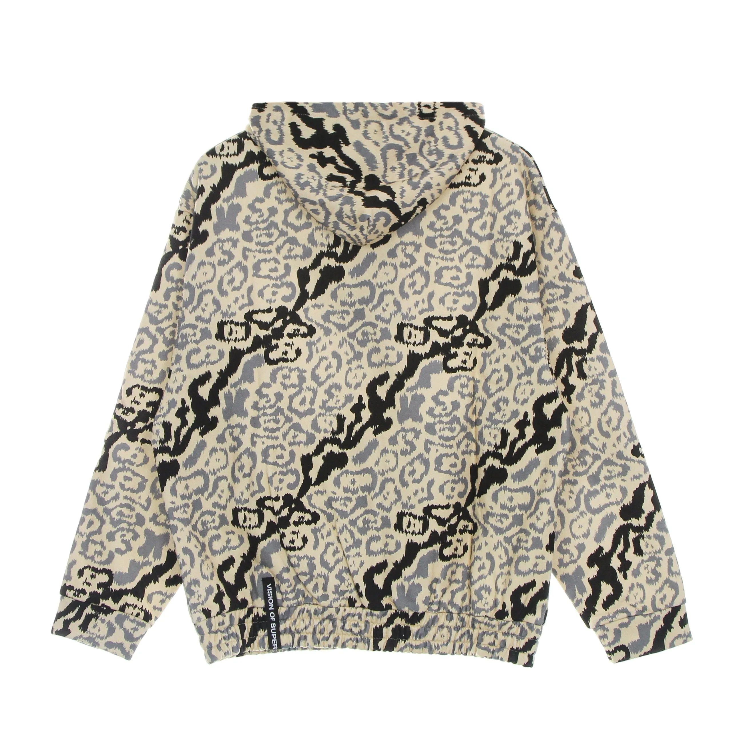 Felpa Leggera Cappuccio Uomo Allover Leopard Hoodie Beige