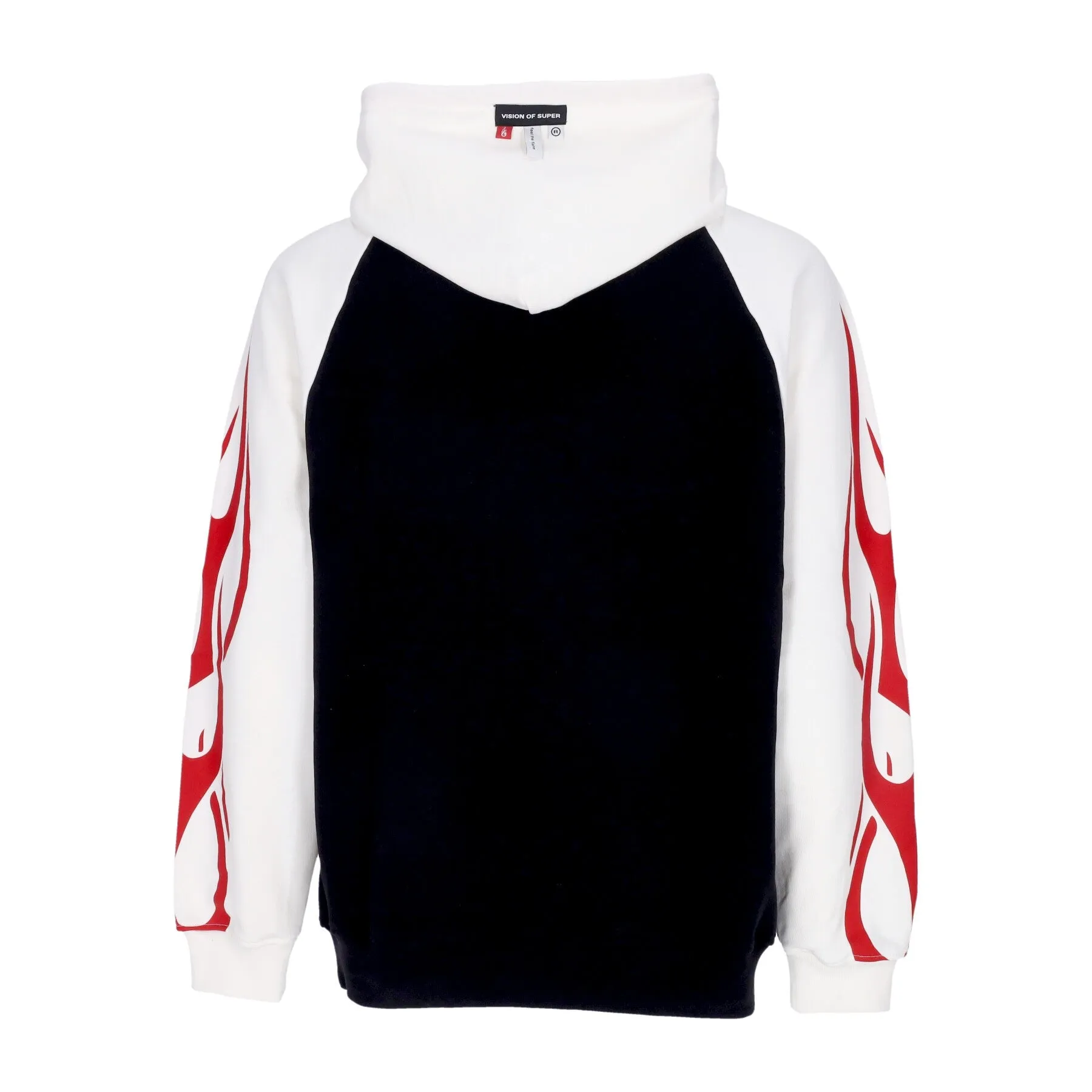 Felpa Leggera Cappuccio Uomo Flames Hoodie Off White/black/red