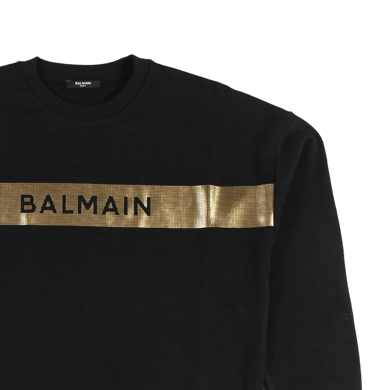 Felpa Unisex Balmain Nera Con Striscia Oro