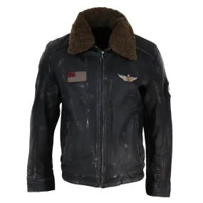 Giacca Vintage da Uomo Stile Pilota con Colletto in Pelo