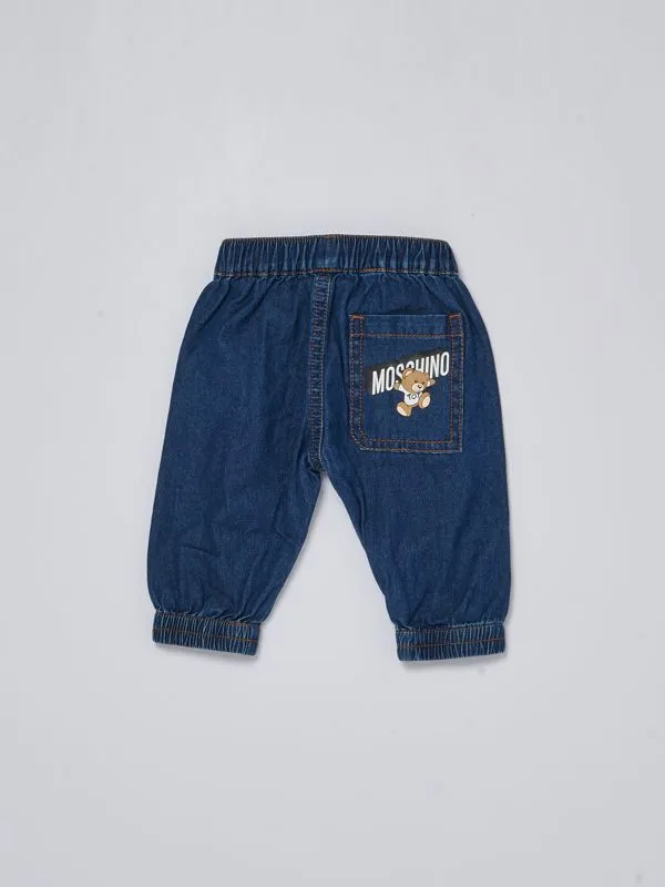 Jeans neonato Moschino in cotone Blu