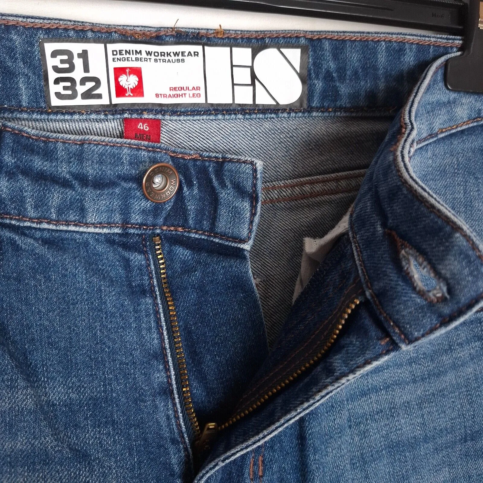 Jeans uomo ENGELBERT STRAUSS taglia 46 (W31 L30) regular fit blu gamba dritta