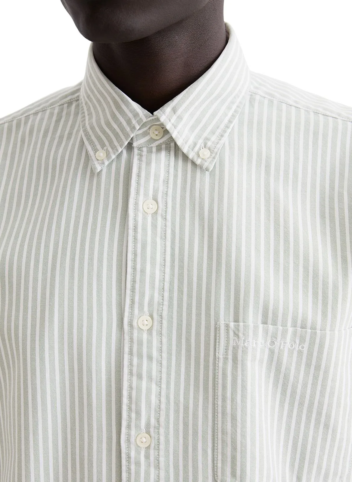  MARC O'POLO   Camicia dritta in cotone a righe | Verde