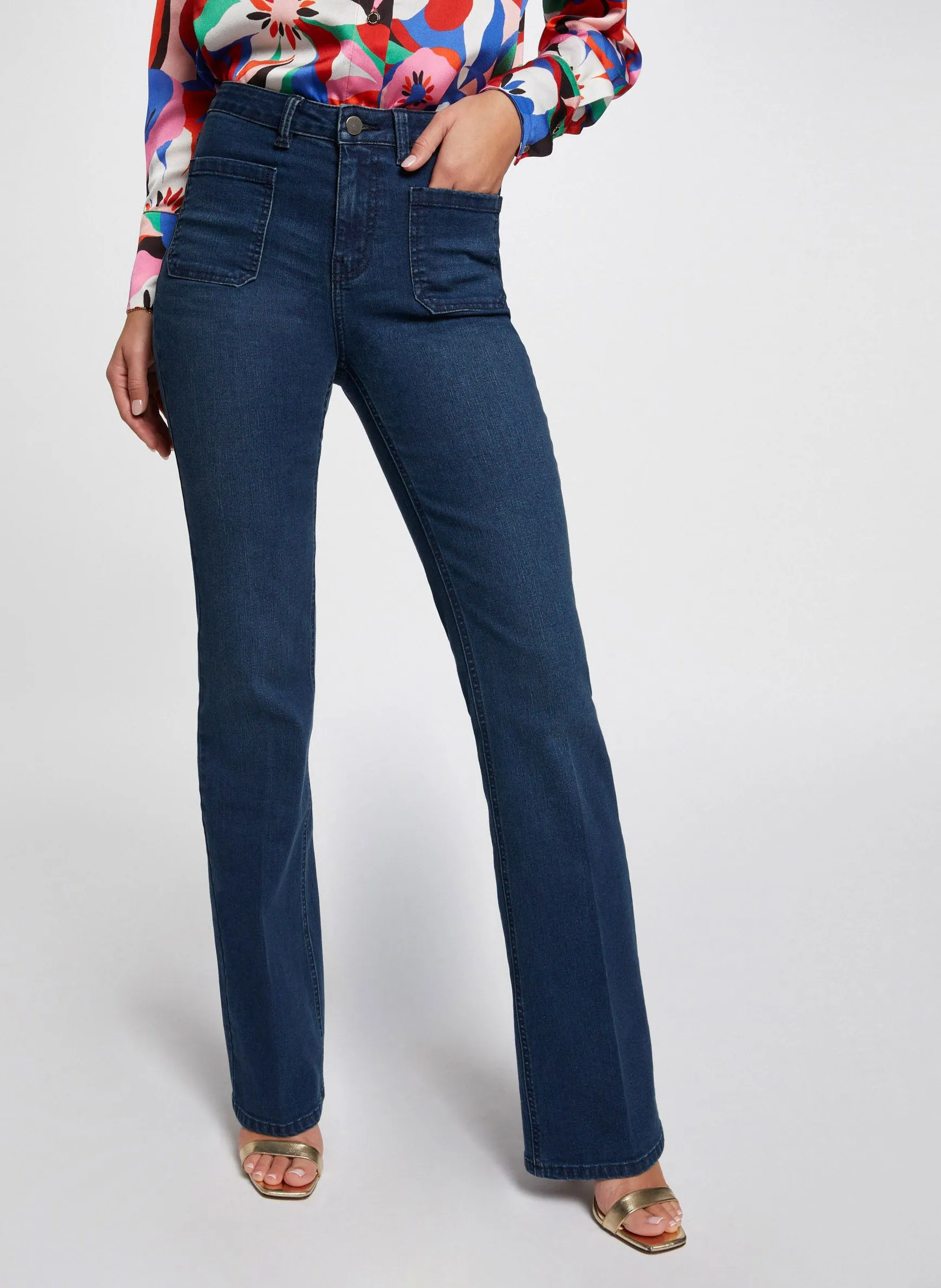  MORGAN   PDARLY - Jeans flare a vita alta in misto cotone | Blu