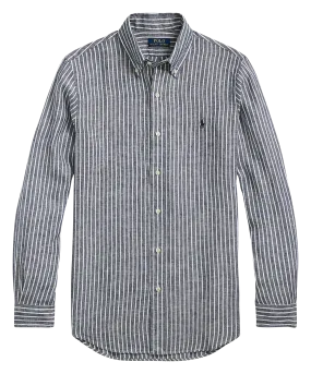  POLO RALPH LAUREN   Camicia a righe regular in lino | Blu