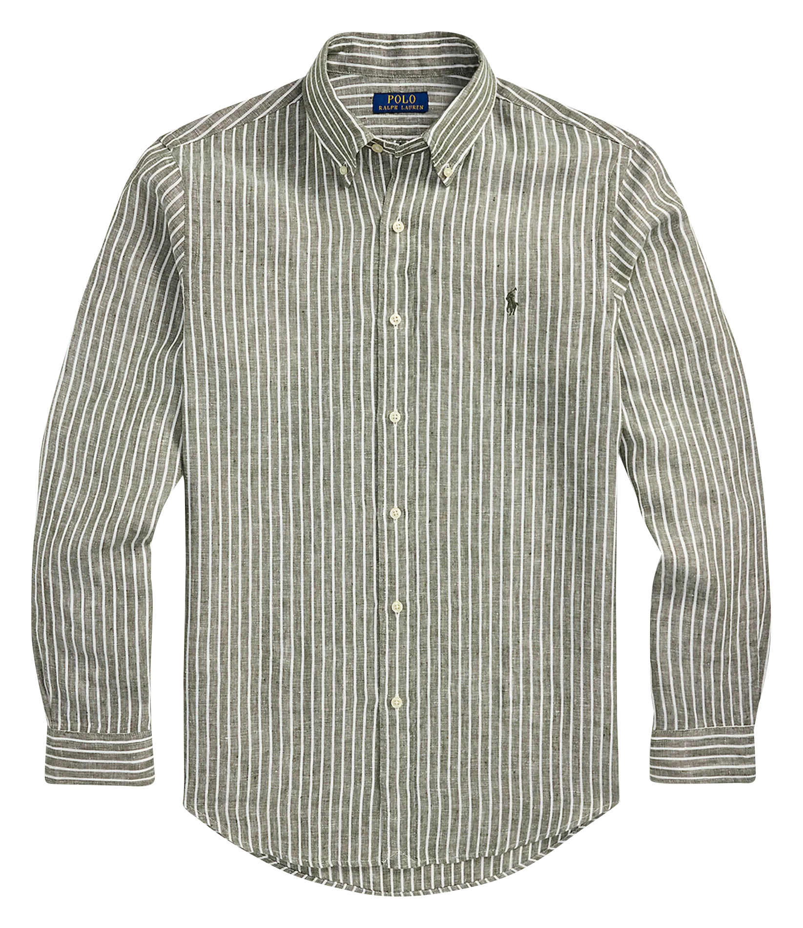  POLO RALPH LAUREN   Camicia a righe regular in lino | Verde