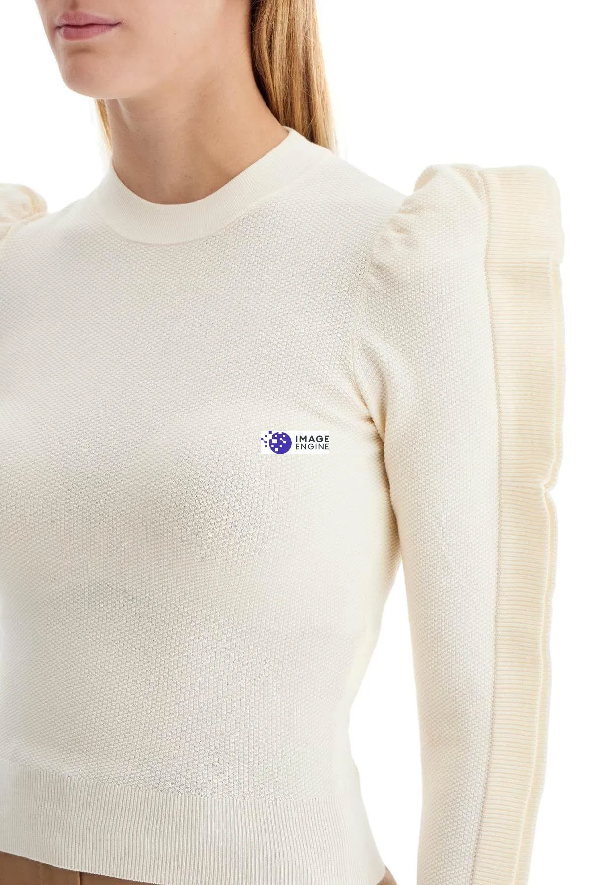 Pullover stretch con volant