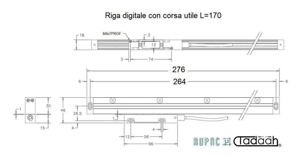RUPAC C4900120 Serie di righe digitali per visualizzatori serie "EL", risoluzione 5µm - Corsa utile a scelta