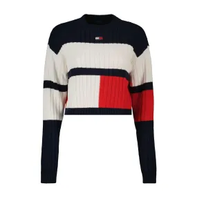      TOMMY JEANS MAGLIONE CROP COLOR BLOCK DONNA  