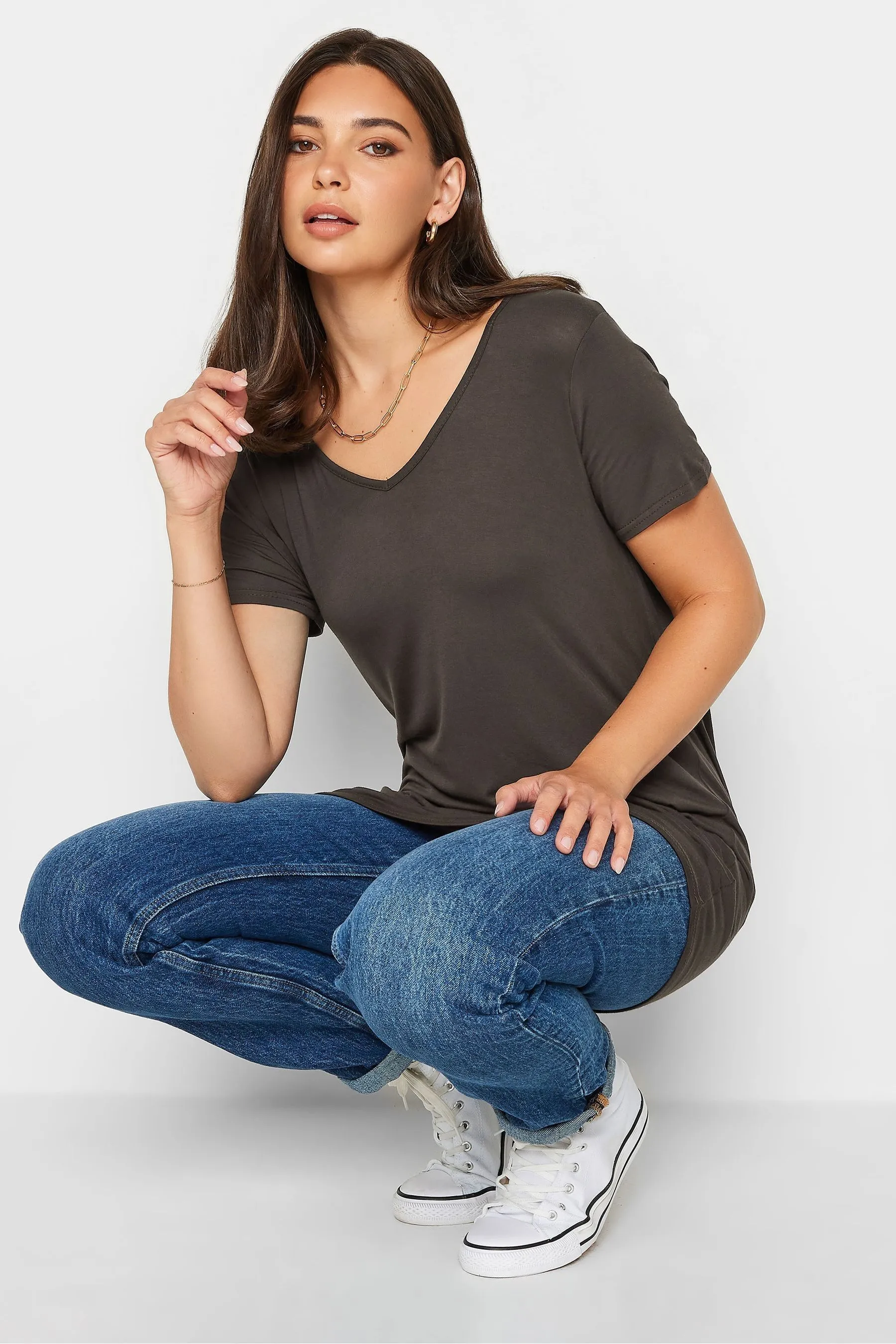 Top Long Tall Sally basic con scollo a V    